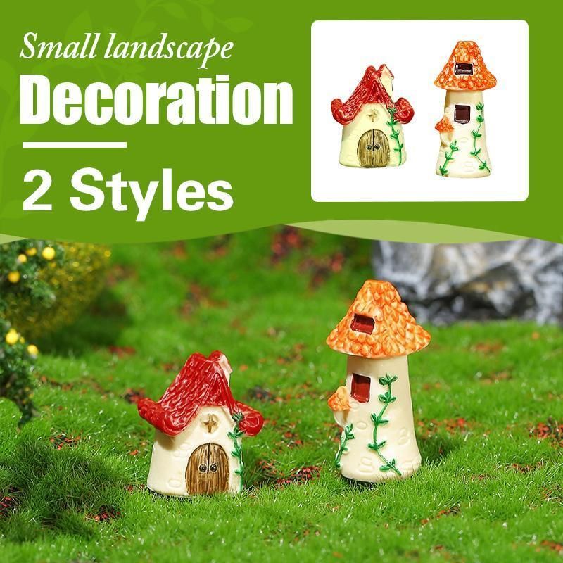 Miniature Decor Garden House Mini Fairy House Cottage Mushroom House Resin Craft - 2# Yellow