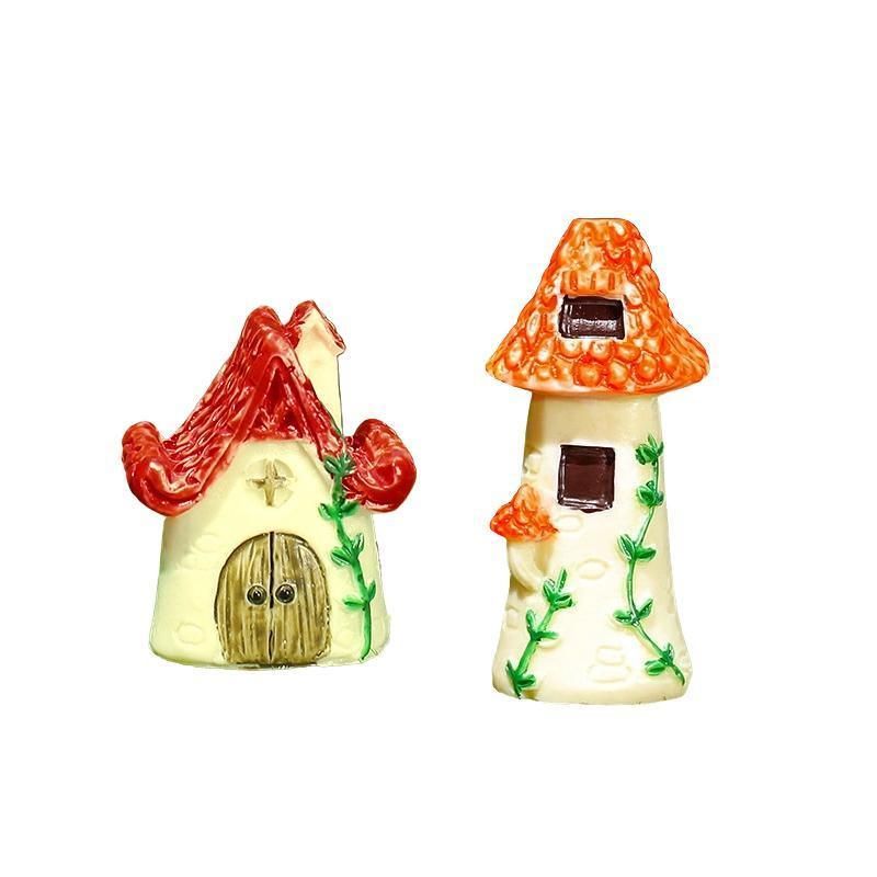 Miniature Decor Garden House Mini Fairy House Cottage Mushroom House Resin Craft - 2# Yellow