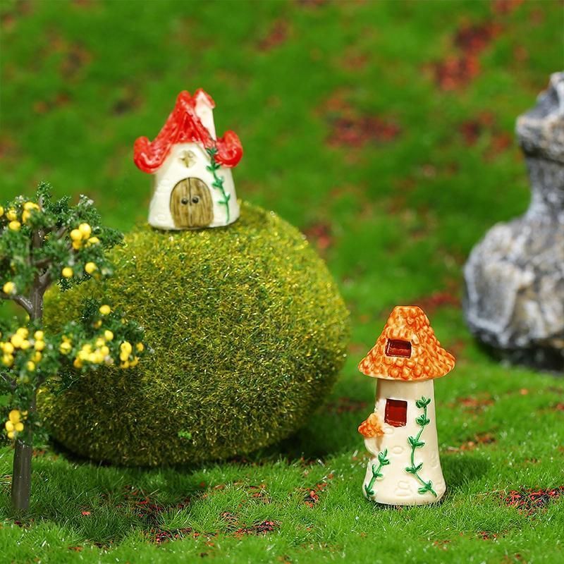 Miniature Decor Garden House Mini Fairy House Cottage Mushroom House Resin Craft - 2# Yellow
