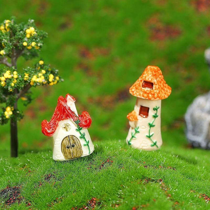 Miniature Decor Garden House Mini Fairy House Cottage Mushroom House Resin Craft - 2# Yellow