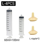 Kitten Puppy Pet Feeding Syringe Feeder Cat Dog Nursing Bottle with Pacifier - L-4PCS