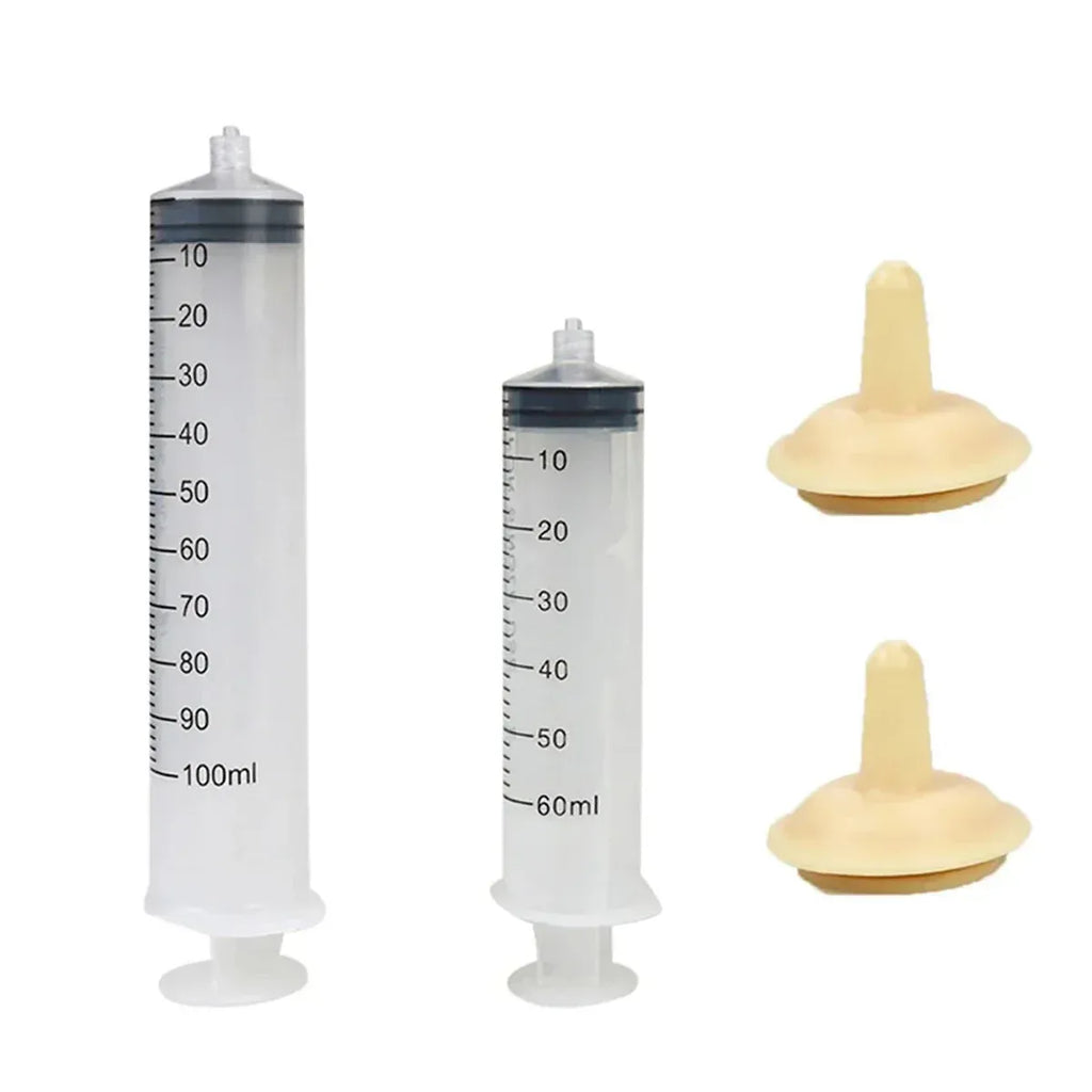 Kitten Puppy Pet Feeding Syringe Feeder Cat Dog Nursing Bottle with Pacifier - L-4PCS