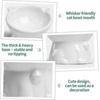 Ceramic Cat Bowl Cute Tall Raised Cat Food Bowl for Pets Eating Comfortably - Black