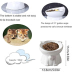 Ceramic Cat Bowl Cute Tall Raised Cat Food Bowl for Pets Eating Comfortably - Pink