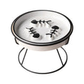Ceramic Cat Bowl Slow Feeder Pet Food Tray for Cats and Dogs Non Slip Design - Black Bowl-Black Tray Rack