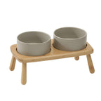 Ceramic Elevated Dog Bowl Anti-Slip Double Bowl for Small Medium Large Dogs - Grey