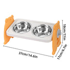 Double Pet Feeding Bowls Stainless Steel Non Slip Cat Dog Water Bowl Food Dish - Orange