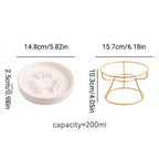Ceramic Cat Bowl Slow Feeder Pet Food Tray for Cats and Dogs Non Slip Design - Yellow Bowl-White Tray Rack