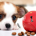 11cm Dog Pet Fun Tough-Treat Ball Tumbler Mental Food Dispenser Feeder Puzzle Toy - Red
