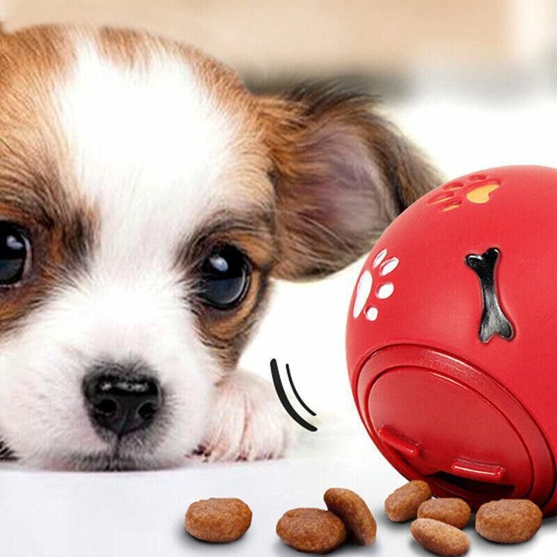 11cm Dog Pet Fun Tough-Treat Ball Tumbler Mental Food Dispenser Feeder Puzzle Toy - Red