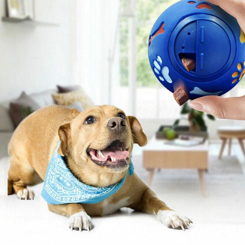 11cm Dog Pet Fun Tough-Treat Ball Tumbler Mental Food Dispenser Feeder Puzzle Toy - Red