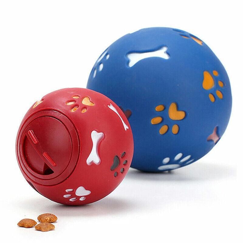11cm Dog Pet Fun Tough-Treat Ball Tumbler Mental Food Dispenser Feeder Puzzle Toy - Red
