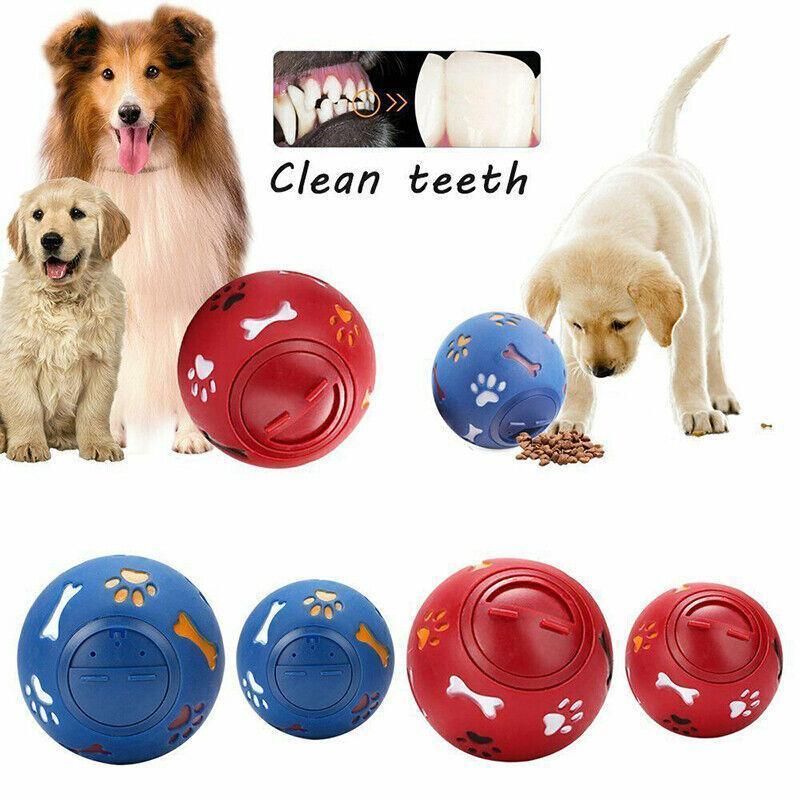 11cm Dog Pet Fun Tough-Treat Ball Tumbler Mental Food Dispenser Feeder Puzzle Toy - Red