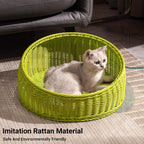 Rattan Cat Nest Four Seasons Open Cat House Summer Bed for Cats Pet Supplies - Coffee