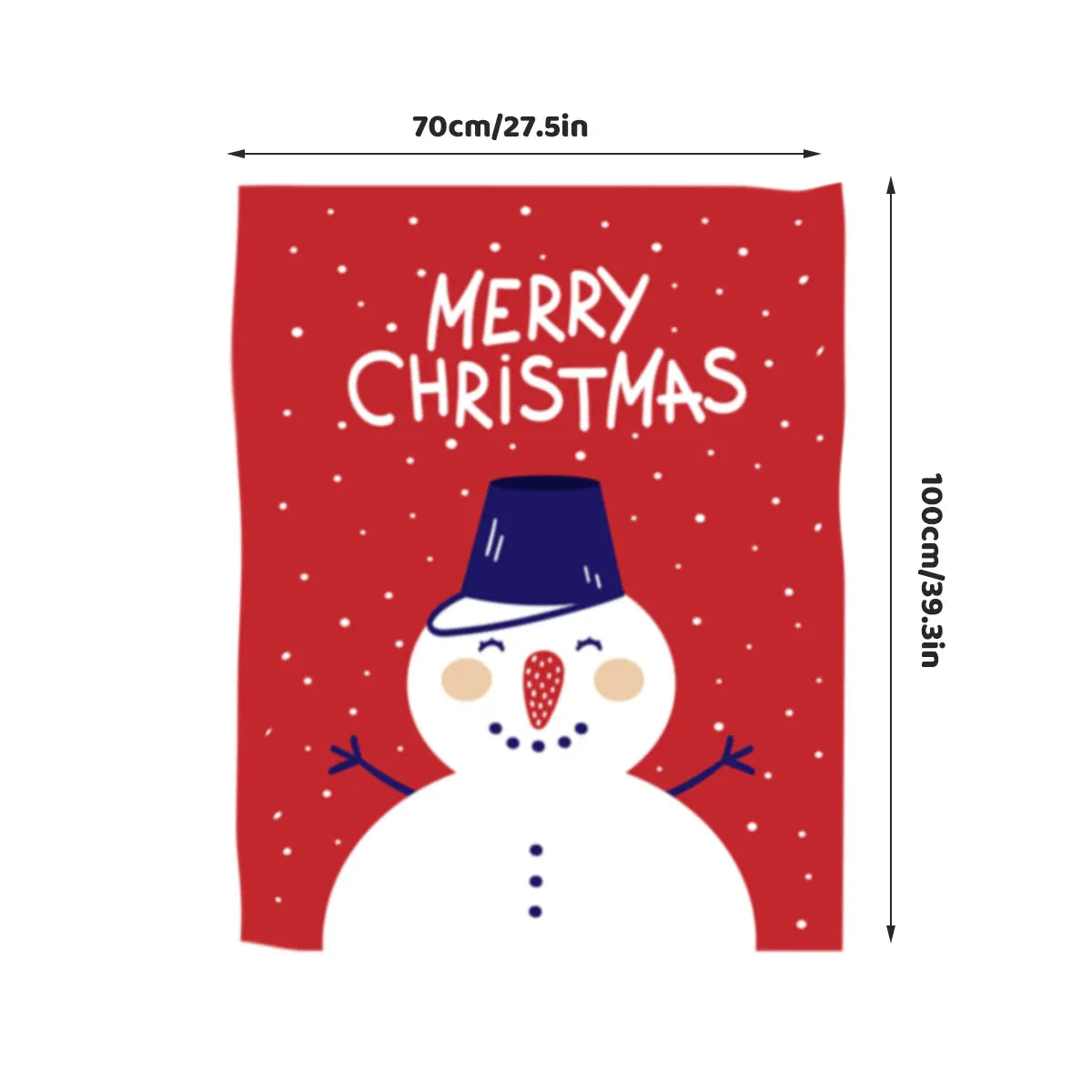 Christmas wall hanging cloth with full snowman and 'MERRY CHRISTMAS' lettering