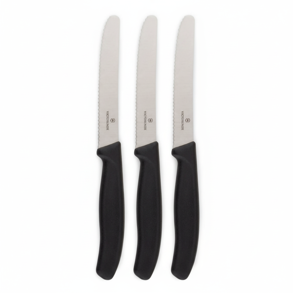 3x Victorinox Standard Wavy Edge Steak and Tomato Knife - Black