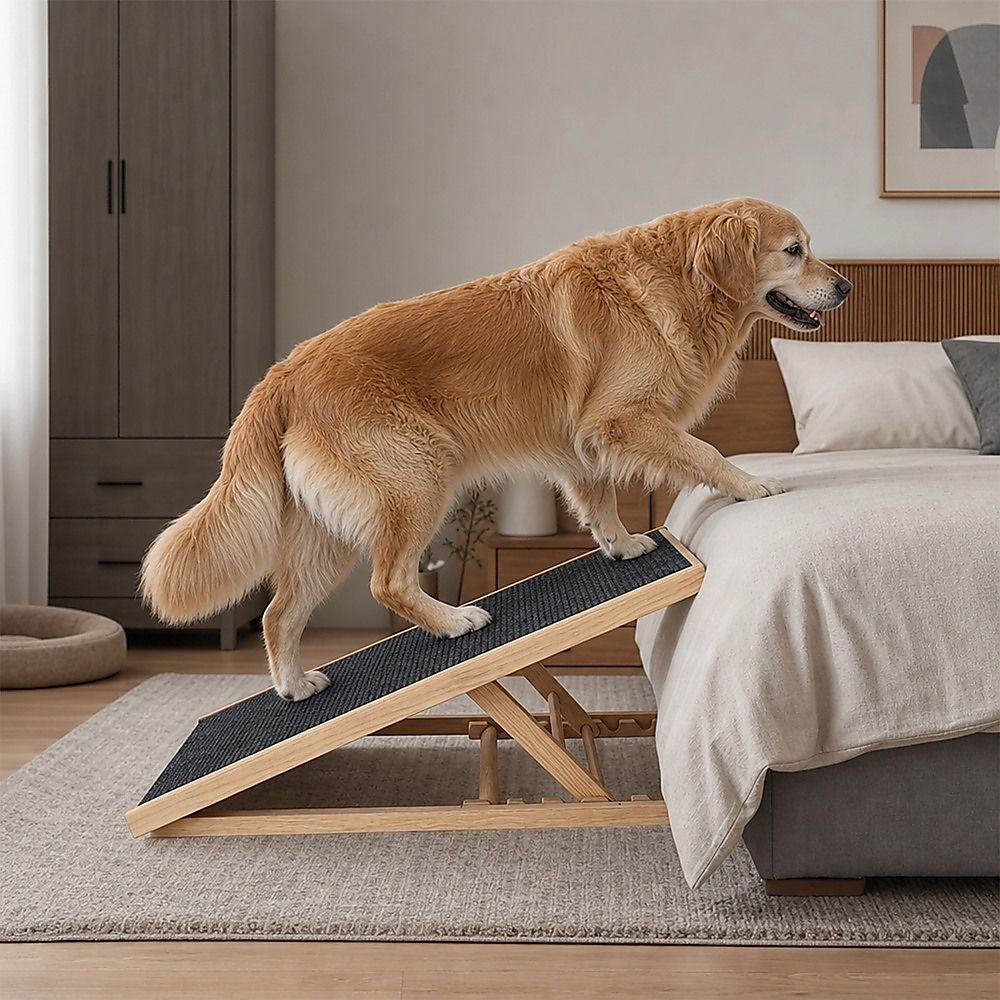 Foldable Dog Pet Ramp Adjustable Height Dogs Stairs for Bed Sofa Car 100cm