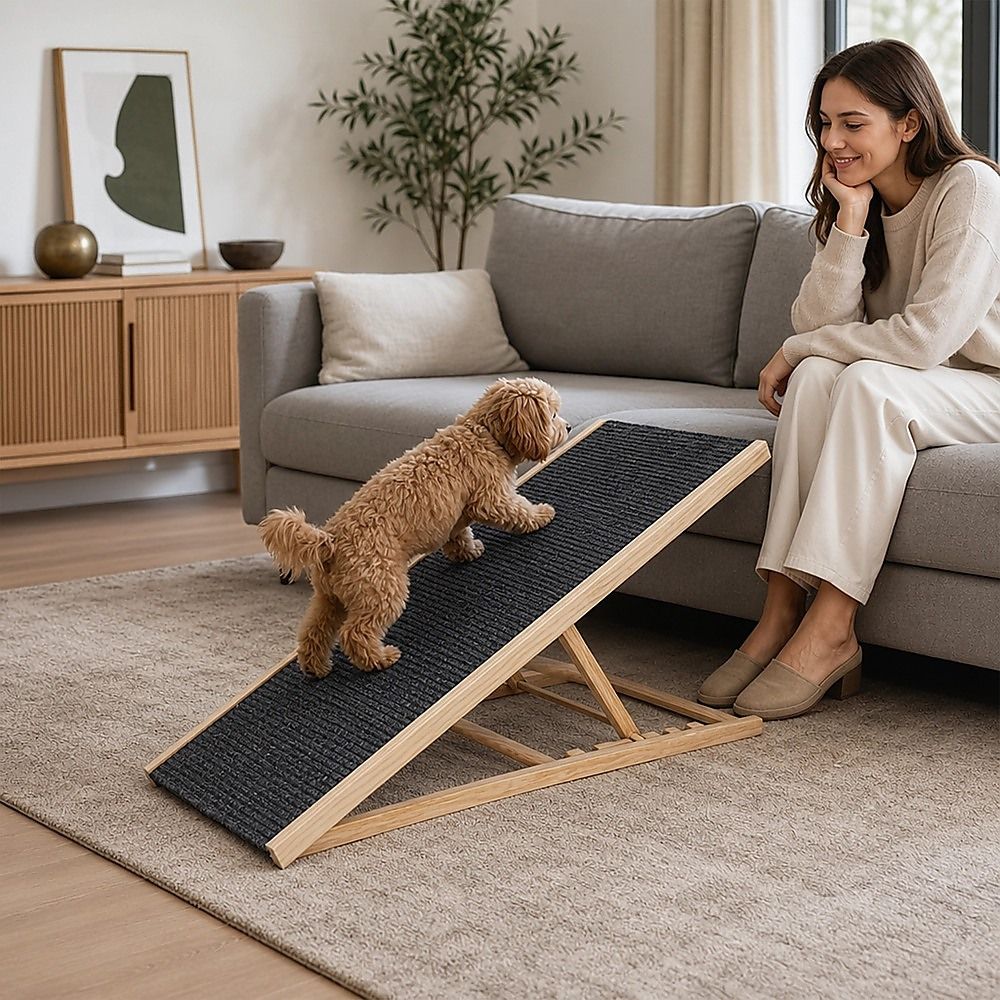 Foldable Dog Pet Ramp Adjustable Height Dogs Stairs for Bed Sofa Car 100cm
