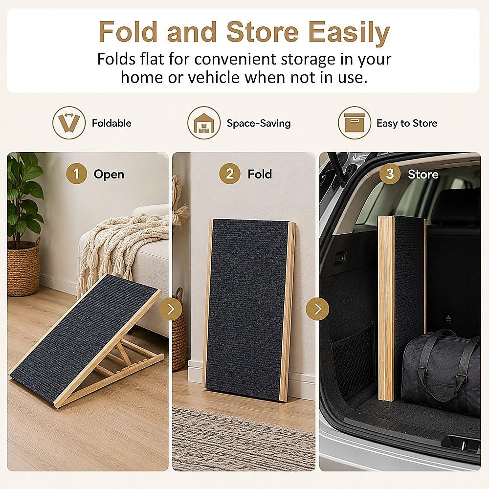 Foldable Dog Pet Ramp Adjustable Height Dogs Stairs for Bed Sofa Car 100cm