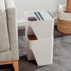2 Pcs 12L+18L Stackable Plastic Kitchen Trash Bin Household Classification Storage Box