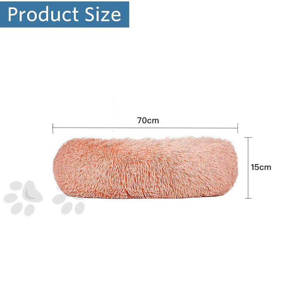 Plush Donut Faux Fur Calming Pet Nest - Salmon Pink - L