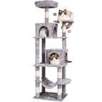 Cat Tree 160 cm Cat Tower with 2 Cat Condos Scratching Post Light Grey