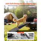 Dog Ramp for Cars, 1600 × 432 mm, Folding Pet Ramps for Medium & Large Dogs up to 113 kg, Pet Stair Ramp with Non-Slip Oxford Fabric Surface, Portable Outdoor Dog Car Ramps for SUV & Truck