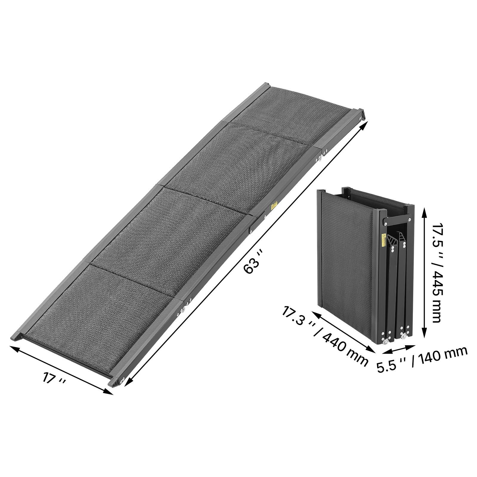 Dog Ramp for Cars, 1600 × 432 mm, Folding Pet Ramps for Medium & Large Dogs up to 113 kg, Pet Stair Ramp with Non-Slip Oxford Fabric Surface, Portable Outdoor Dog Car Ramps for SUV & Truck
