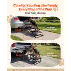 Dog Stairs for Car, 4 Steps Extra Wide Foldable Dog Ramp for Large Dogs with Non-Slip Surface, Portable Lightweight Pet Stairs Ladder for Car, SUV, Truck, High Bed, Sofa, Support up to 113 kg