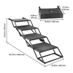 Dog Stairs for Car, 4 Steps Extra Wide Foldable Dog Ramp for Large Dogs with Non-Slip Surface, Portable Lightweight Pet Stairs Ladder for Car, SUV, Truck, High Bed, Sofa, Support up to 113 kg