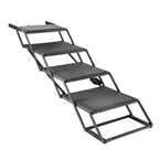 Dog Stairs for Car, 4 Steps Extra Wide Foldable Dog Ramp for Large Dogs with Non-Slip Surface, Portable Lightweight Pet Stairs Ladder for Car, SUV, Truck, High Bed, Sofa, Support up to 113 kg