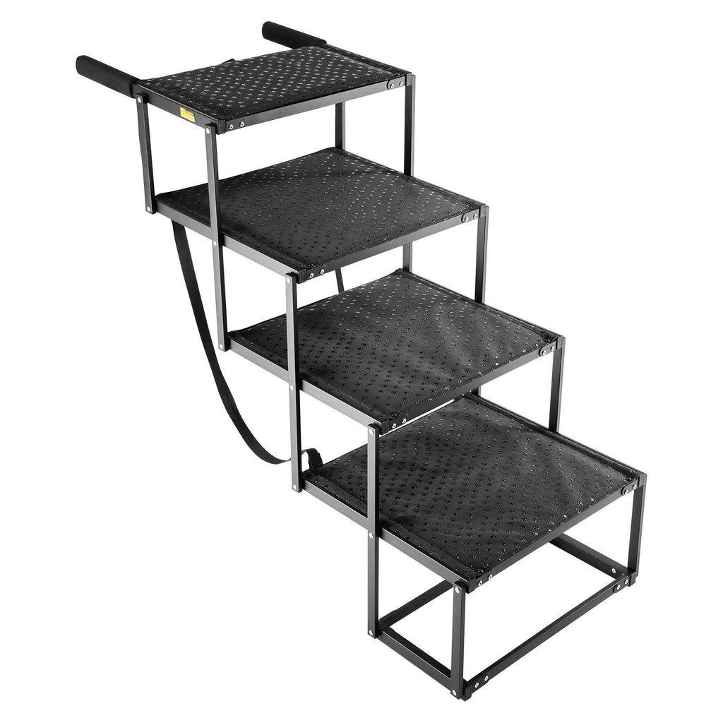 Dog Stairs for Car, 4 Steps Extra Wide Foldable Dog Ramp for Large Dogs with Non-Slip Surface, Portable Lightweight Pet Stairs Ladder for Car, SUV, Truck, High Bed, Sofa, Support up to 113 kg