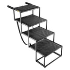 Dog Stairs for Car, 4 Steps Extra Wide Foldable Dog Ramp for Large Dogs with Non-Slip Surface, Portable Lightweight Pet Stairs Ladder for Car, SUV, Truck, High Bed, Sofa, Support up to 113 kg