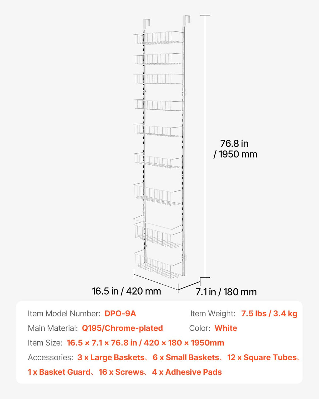 9-Tier Over the Door Pantry Organizer