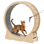 Cat Exercise Wheel, 120cm Wooden Cat Running Wheel for Indoor Cats up to 12.7kg Cats Treadmill with Carpeted Runway & Locking Mechanism, Quiet Roller Kitten Sport Toys for Pets Fitness & Health