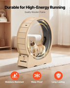 Cat Exercise Wheel, 120cm Wooden Cat Running Wheel for Indoor Cats up to 12.7kg Cats Treadmill with Carpeted Runway & Locking Mechanism, Quiet Roller Kitten Sport Toys for Pets Fitness & Health