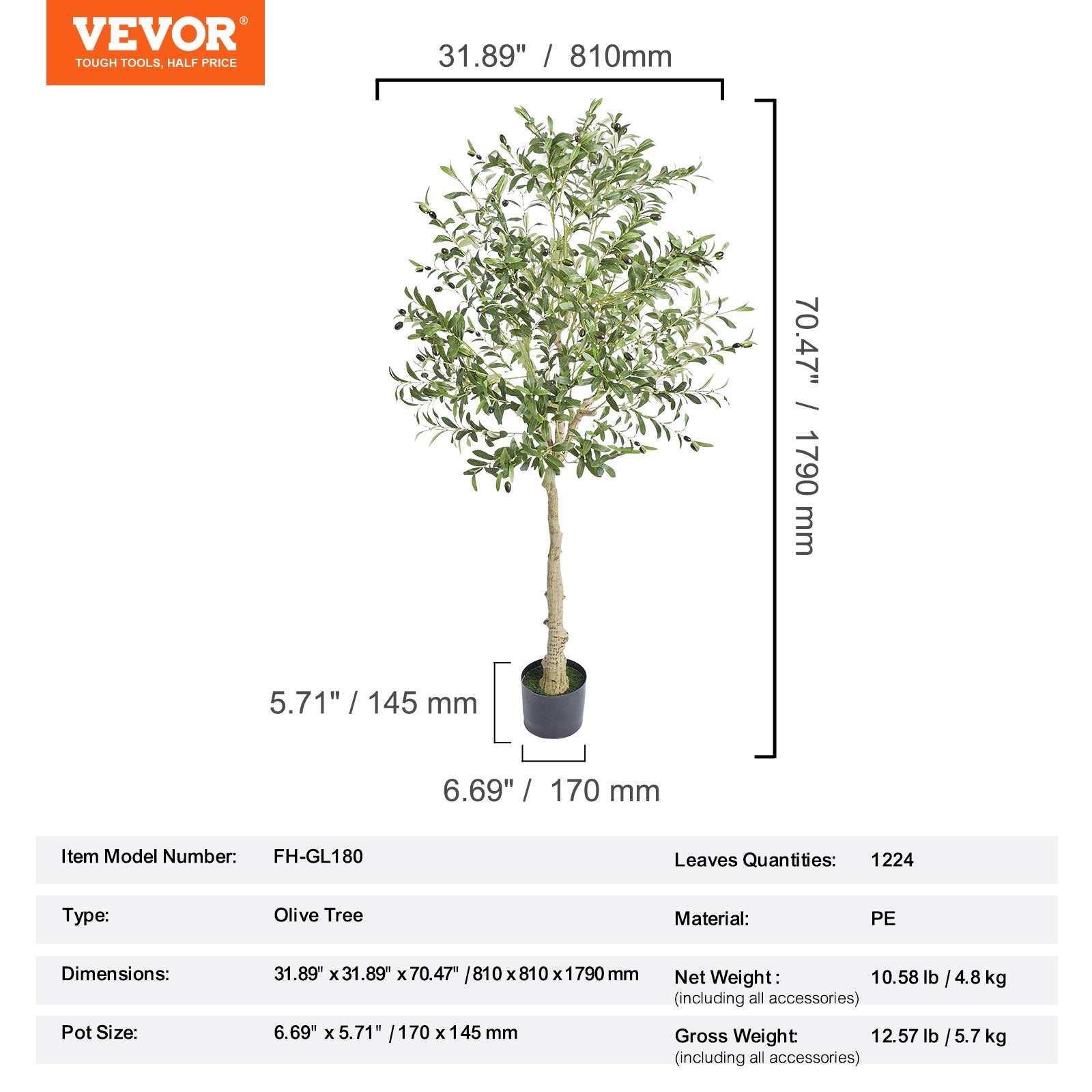 Artificial Olive Tree, 15.2cm Tall Faux Plant