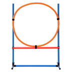 Dog Agility Training Equipment, 4 PCS Set with Adjustable High Hurdles,6 Weave Poles,Jump Ring,Square Pause Box,Whistle,Foldable Bowl, Puppy Obstacle Course Kit for Backyard, Indoor, Outdoor