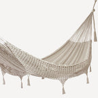 Outdoor undercover cotton hammock with hand crocheted tassels King Size Marble