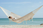 Outdoor undercover cotton hammock with hand crocheted tassels King Size Marble