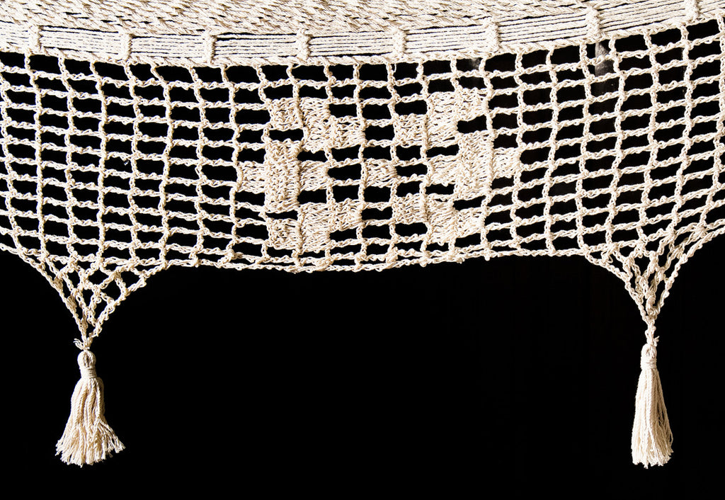 Outdoor undercover cotton hammock with hand crocheted tassels King Size Marble