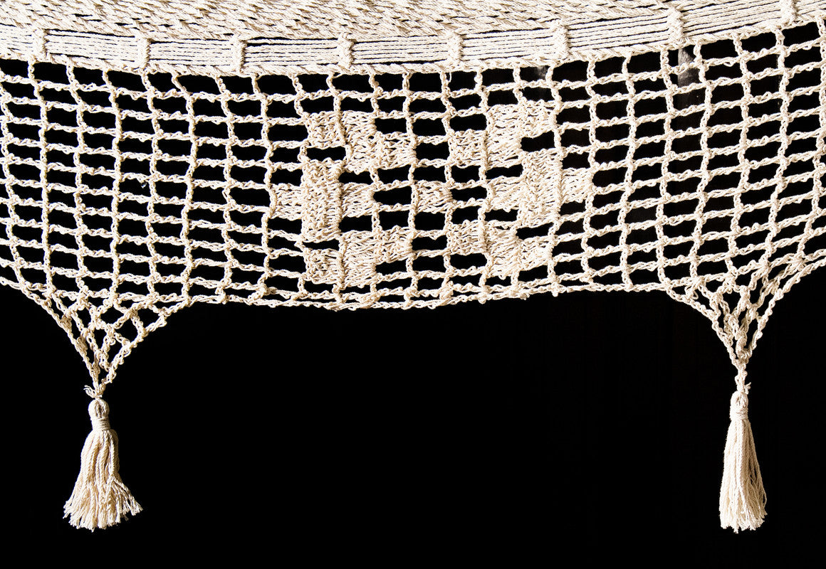 Outdoor undercover cotton hammock with hand crocheted tassels King Size Marble