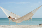 Outdoor undercover cotton hammock with hand crocheted tassels King Size Marble