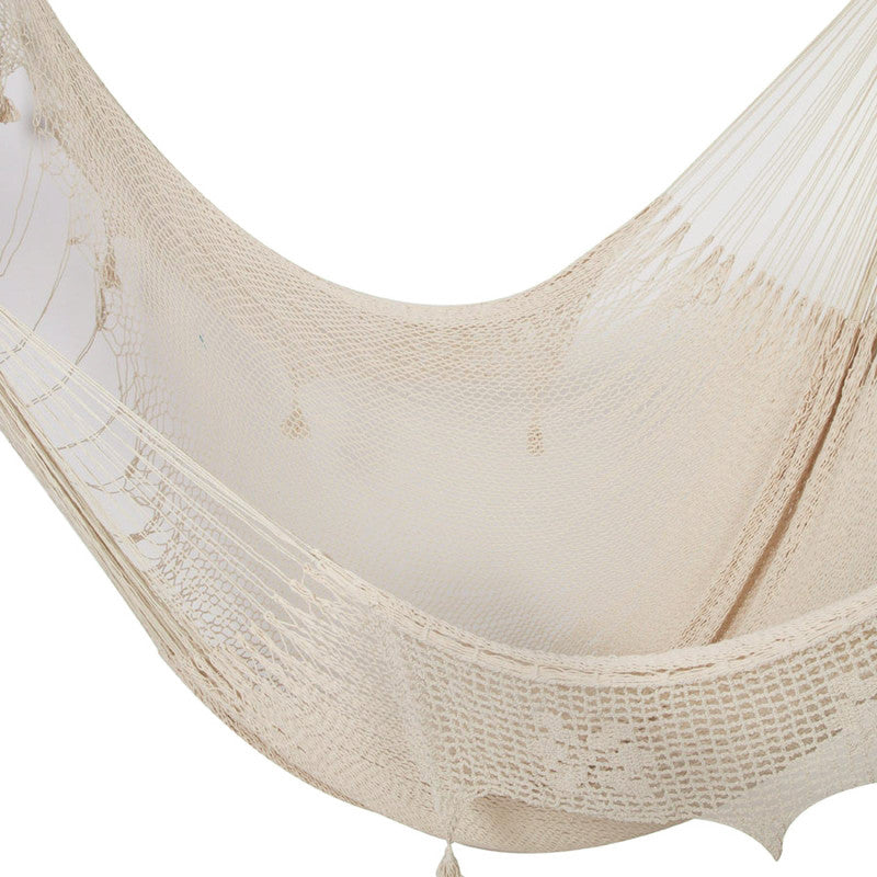 Outdoor undercover cotton hammock with hand crocheted tassels King Size Marble