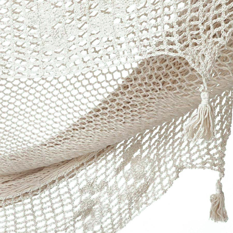 Outdoor undercover cotton hammock with hand crocheted tassels King Size Marble