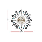 Artiss 60cm Wall Clock Large 3D Peacock Crystal Silver