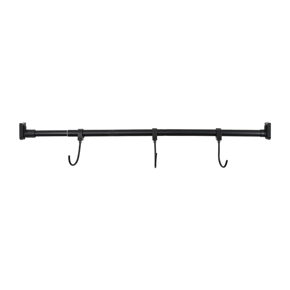 Black adjustable garland hanger bar with three hanging hooks
