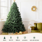 Pre-lit Christmas tree with green branches and warm white LED lights