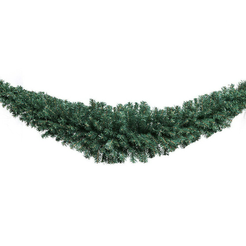 Green tinsel-style Christmas garland with dense pine branches, 2.1m