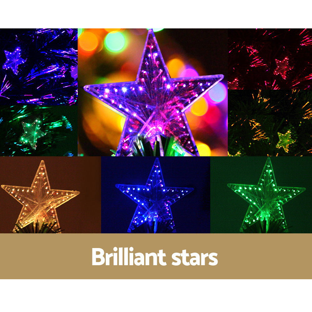 Star-shaped optic-fibre LED topper with multicolour glowing light points.